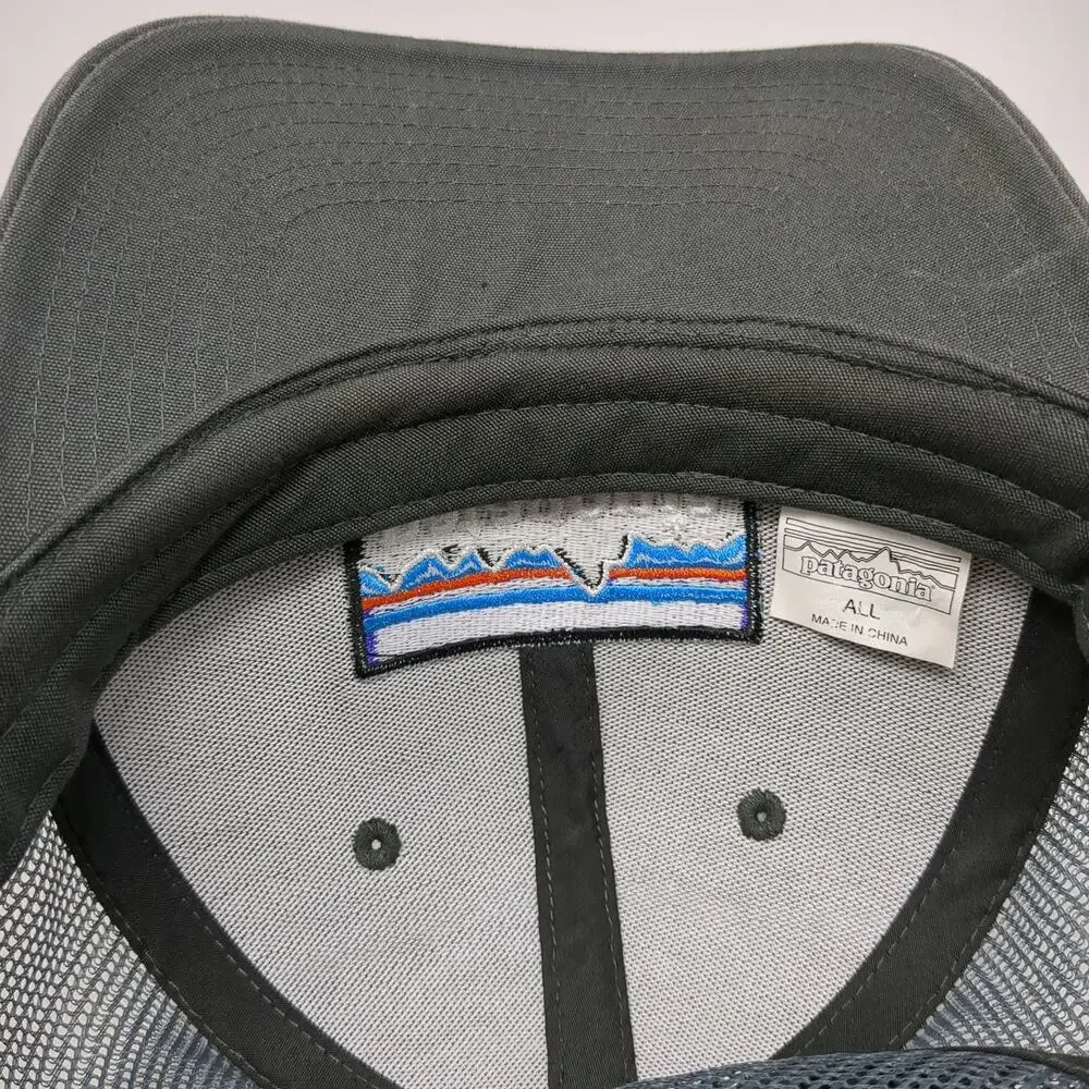 Patagonia Trucker Hat Gray One Size Mesh Back Snapback Mountain Logo Patch